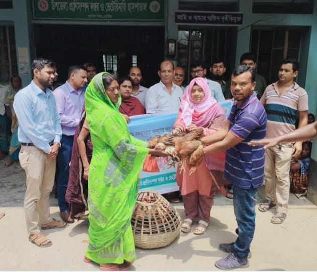 নাটোরে ক্ষুদ্র নৃ-গোষ্ঠী পরিবারের মাঝে বাড়ন্ত মুরগি বিতরণ