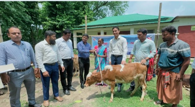 নাটোরের সিংড়ায় ক্ষুদ্র নৃ-গোষ্ঠী পরিবারের মাঝে গরু বিতরণ
