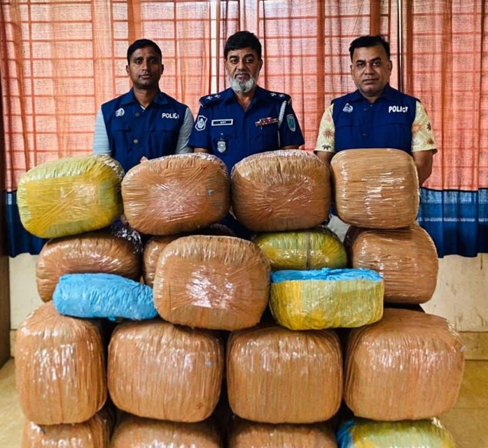 মাধবপুরে পুলিশের অভিযানে ১০৮ কেজি গাঁজা উদ্ধার
