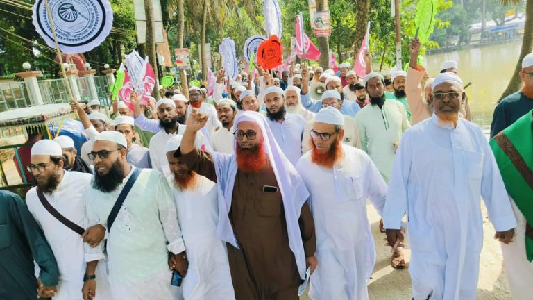 নাটোরে হাতপাখা প্রতীকের প্রার্থী মাওলানা খলিলুর রহমানের গণসংযোগ