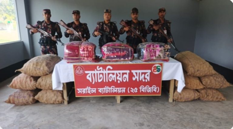 ব্রাহ্মণবাড়িয়ার সীমান্তে পৃথক অভিযানে প্রায় ২ কোটি টাকার ভারতীয় পণ্য জব্দ, গ্রেফতার ২