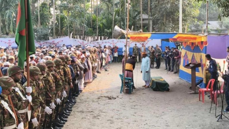 সুদানে ড্রোন হামলায় শহীদ দুই শান্তিরক্ষীর মরদেহ কুড়িগ্রামে দাফন