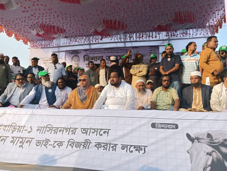 নাসিরনগরে স্বতন্ত্র প্রার্থীর বিশাল নির্বাচনী জনসভা অনুষ্ঠিত