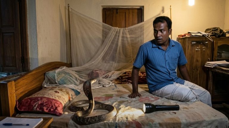 কুড়িগ্রামে সাংবাদিকের বিছানায় বিষধর গোখরা, অল্পের জন্য রক্ষা