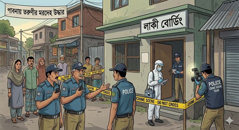 পাবনায় লাকী বোর্ডিং থেকে তরুণীর গলাকাটা মরদেহ উদ্ধার, ম্যানেজার-কর্মচারী পলাতক