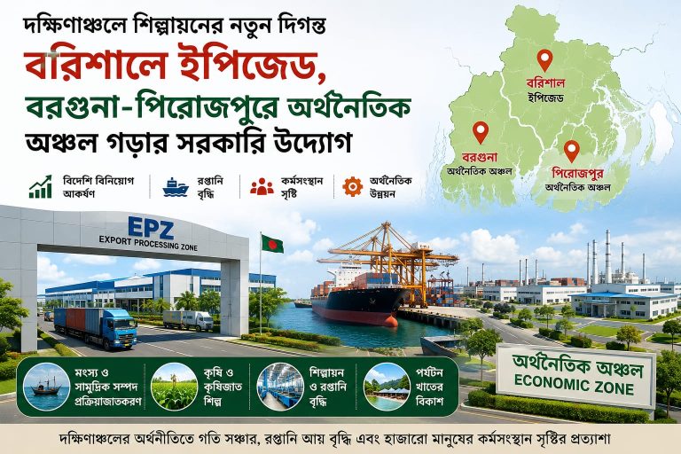 বরিশালে ইপিজেড, বরগুনা ও পিরোজপুরে অর্থনৈতিক অঞ্চল গঠনের উদ্যোগ