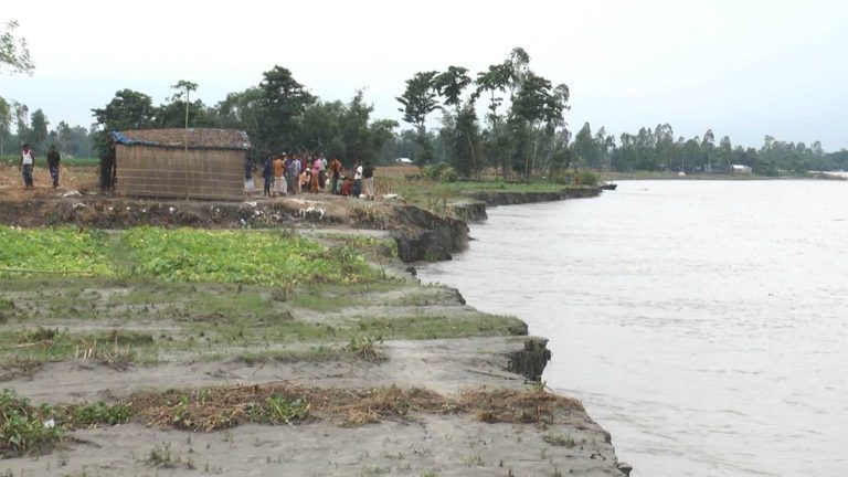 কুড়িগ্রামে বন্যার শঙ্কা কমলেও বাড়ছে নদীভাঙনের আতঙ্ক