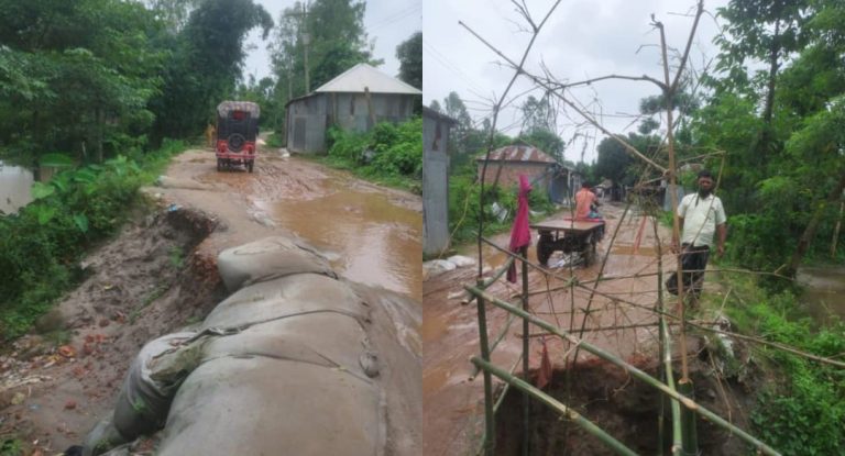 ভাঙনে একতা বাজারের প্রবেশপথ বিপর্যস্ত, দুর্ভোগে হাজারো মানুষ